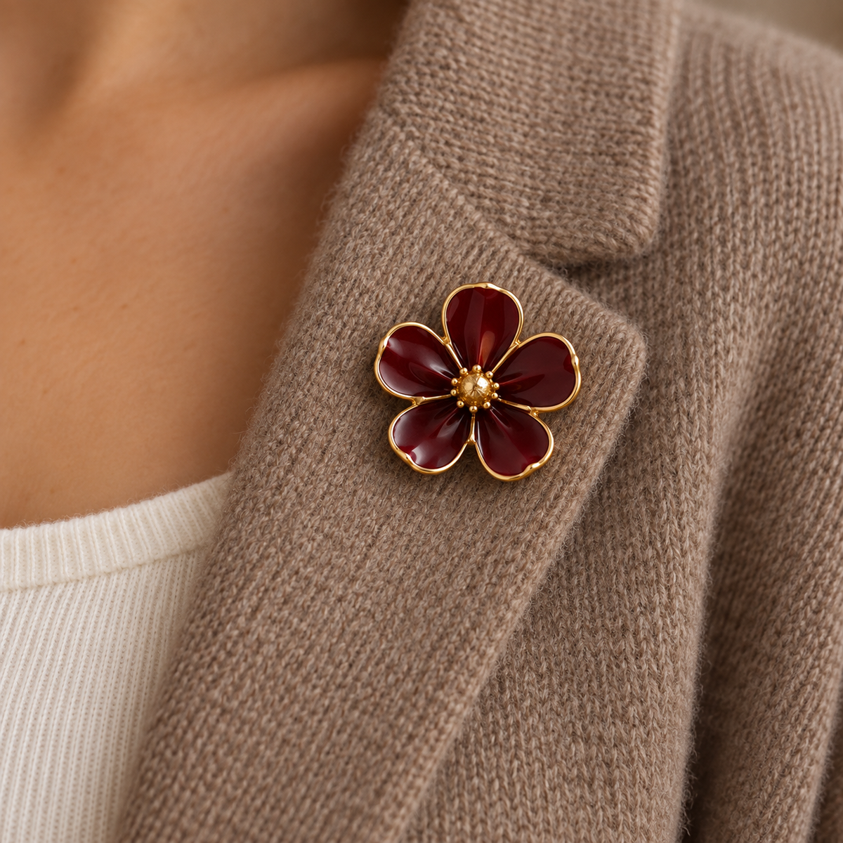 Cinder Flower Brooch lifestyle