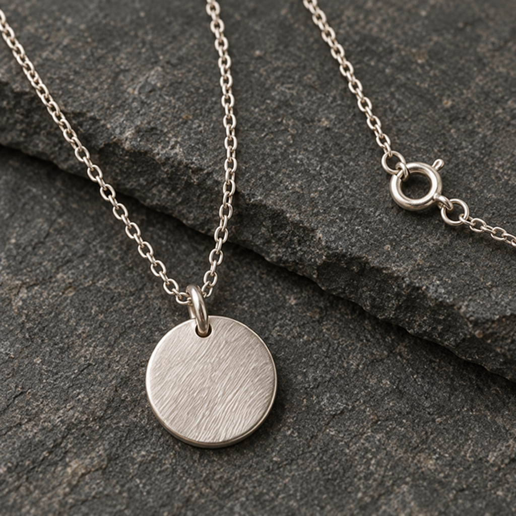 Silver Disc Pendant detail