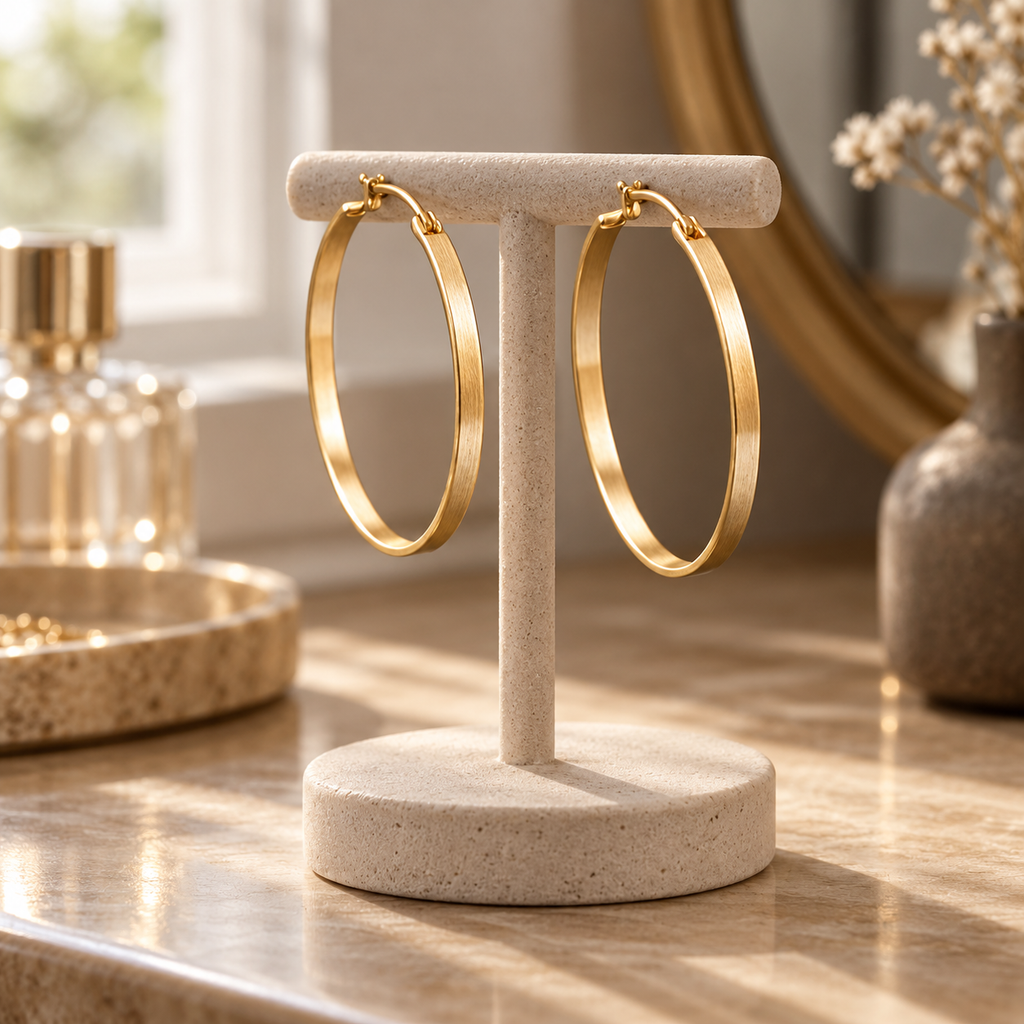 Willow Arc Gold Hoops lifestyle